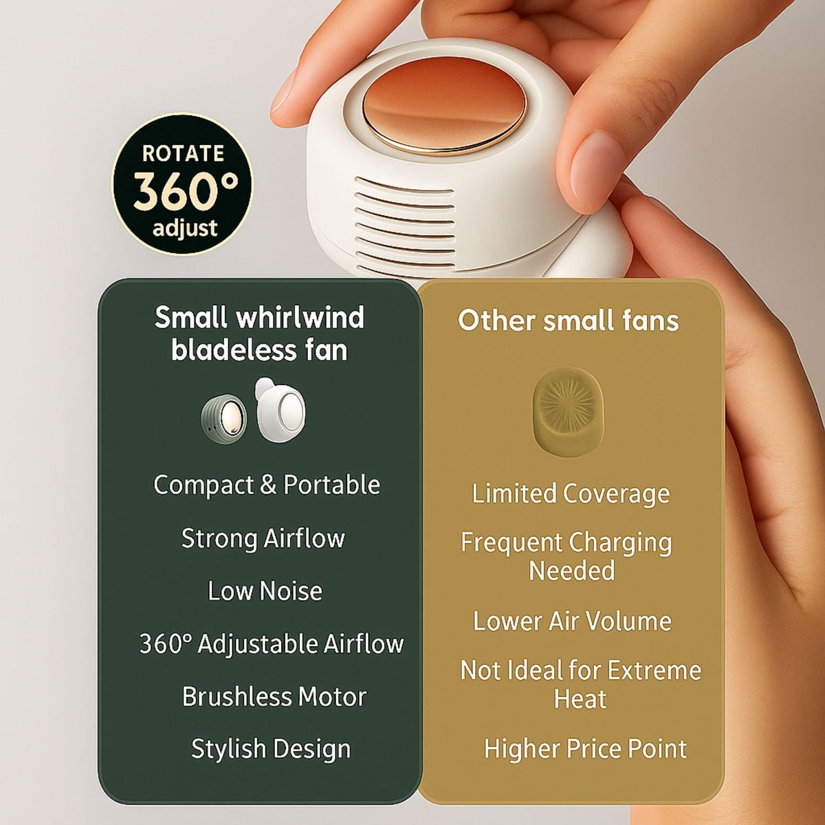 Mroace Portable Bladeless Clip On Cooling Fan