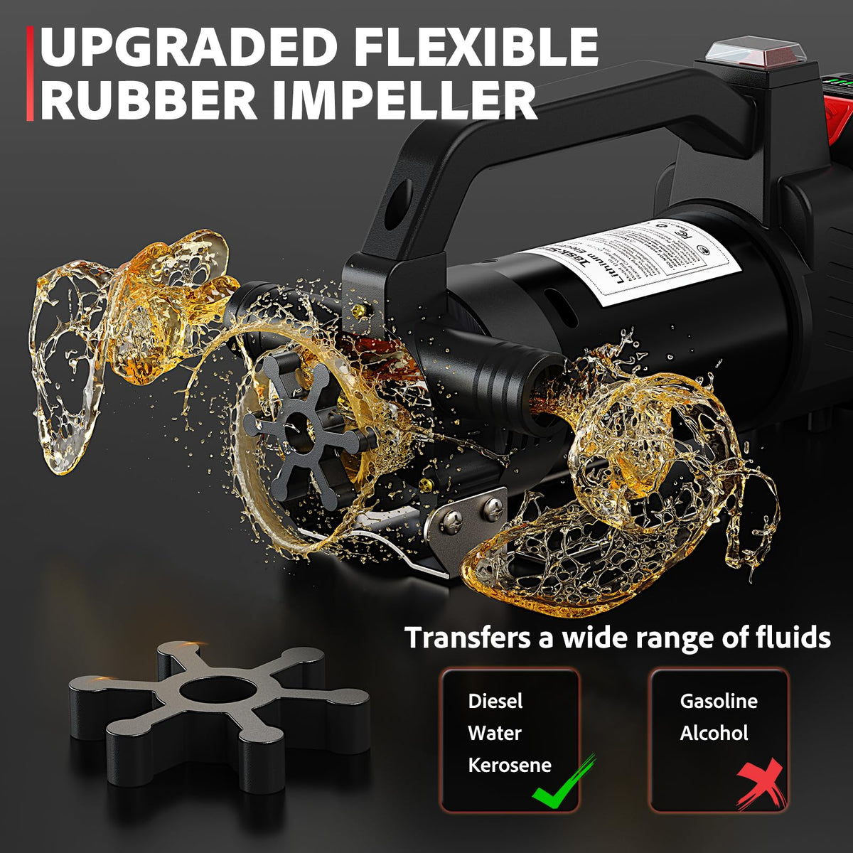 Mroace Portable Cordless Diesel Transfer Pump Kit with Battery and Hose