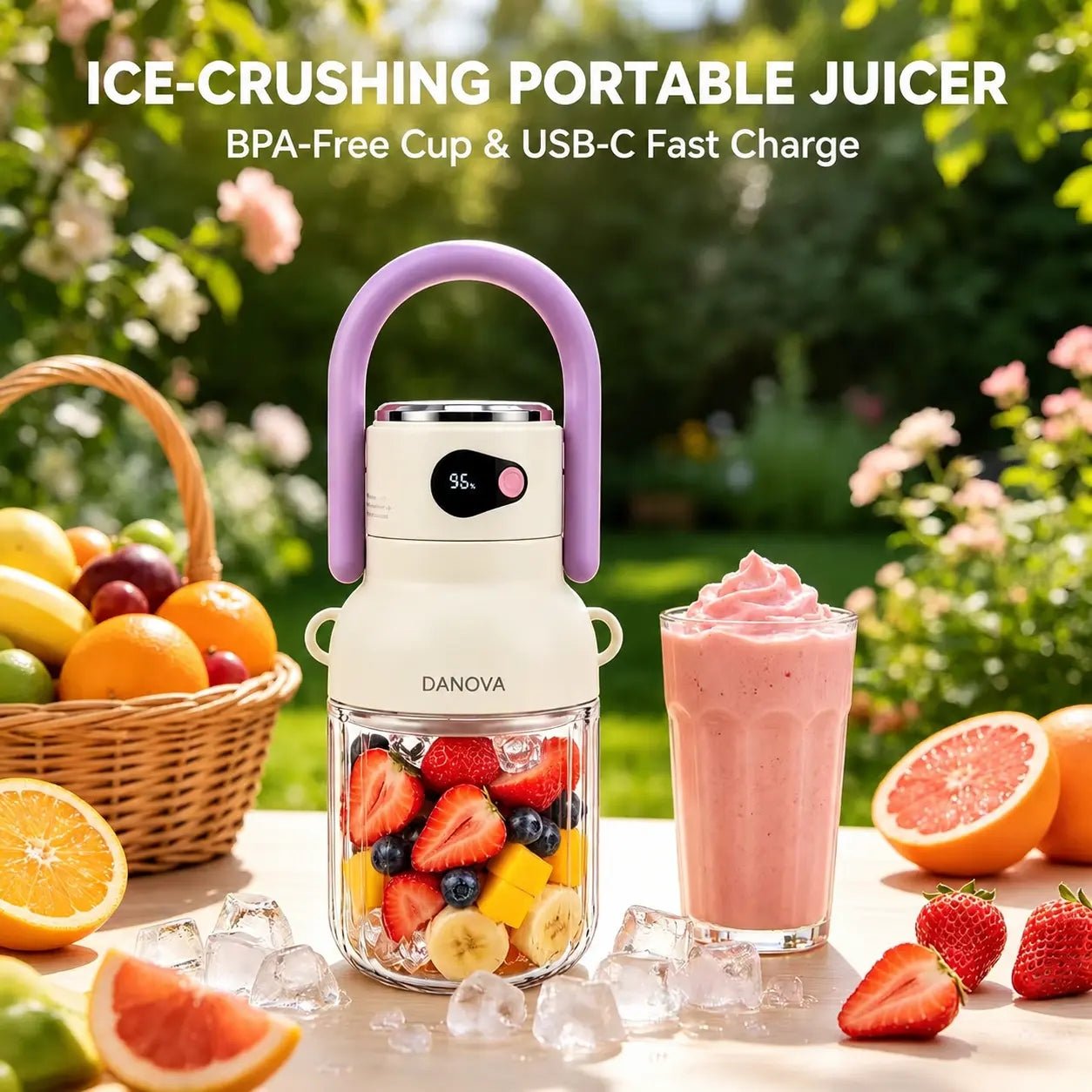 Mroace Portable Cordless Ice Crushing Blender with 33oz BPA-Free Cup