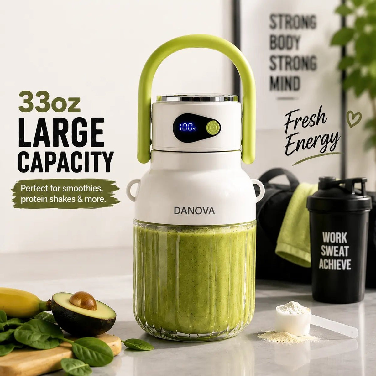 Mroace Portable Cordless Ice Crushing Blender with 33oz BPA-Free Cup