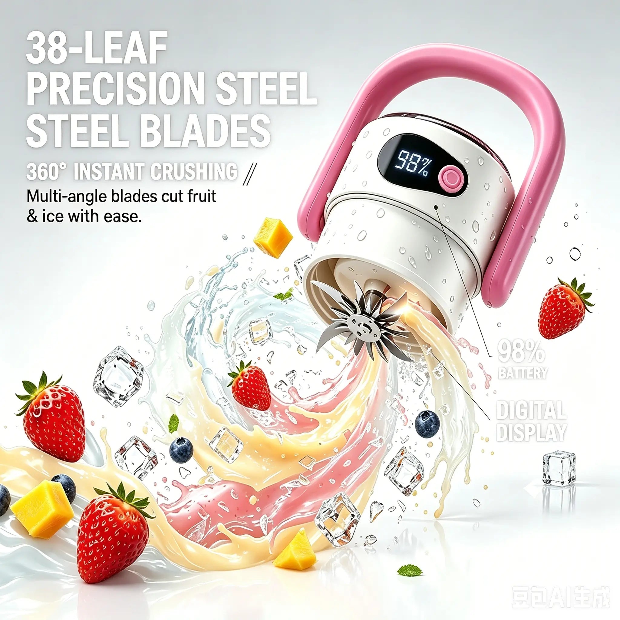 Mroace Portable Cordless Ice Crushing Blender with 33oz BPA-Free Cup