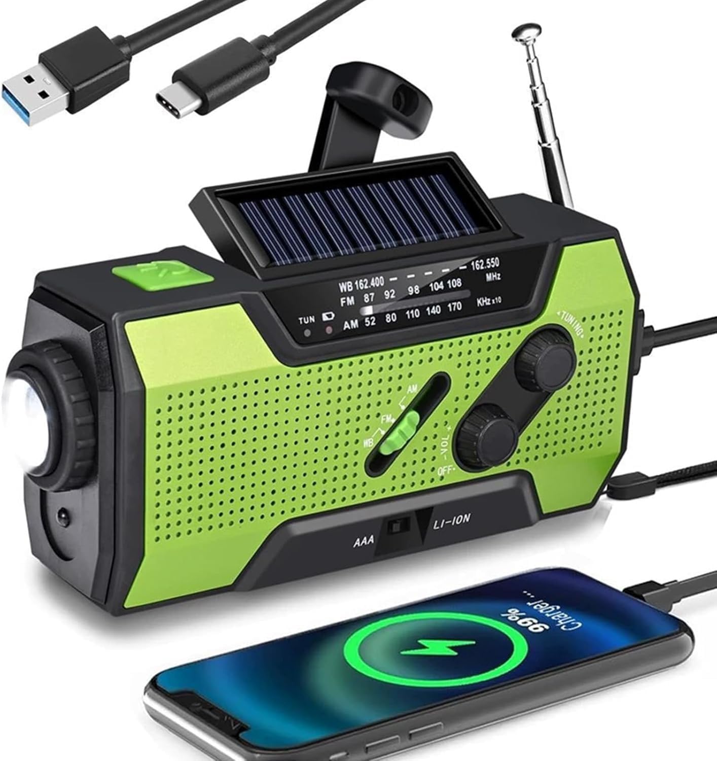 Mroace Portable Emergency Solar Hand Crank Radio