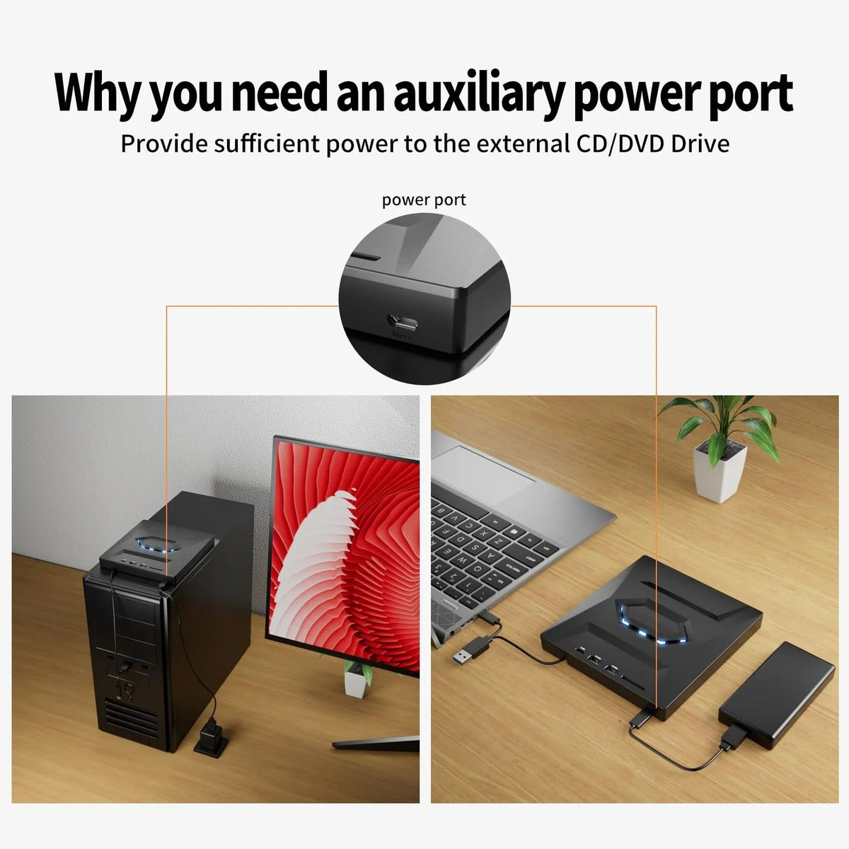Mroace Portable External CD/DVD Drive