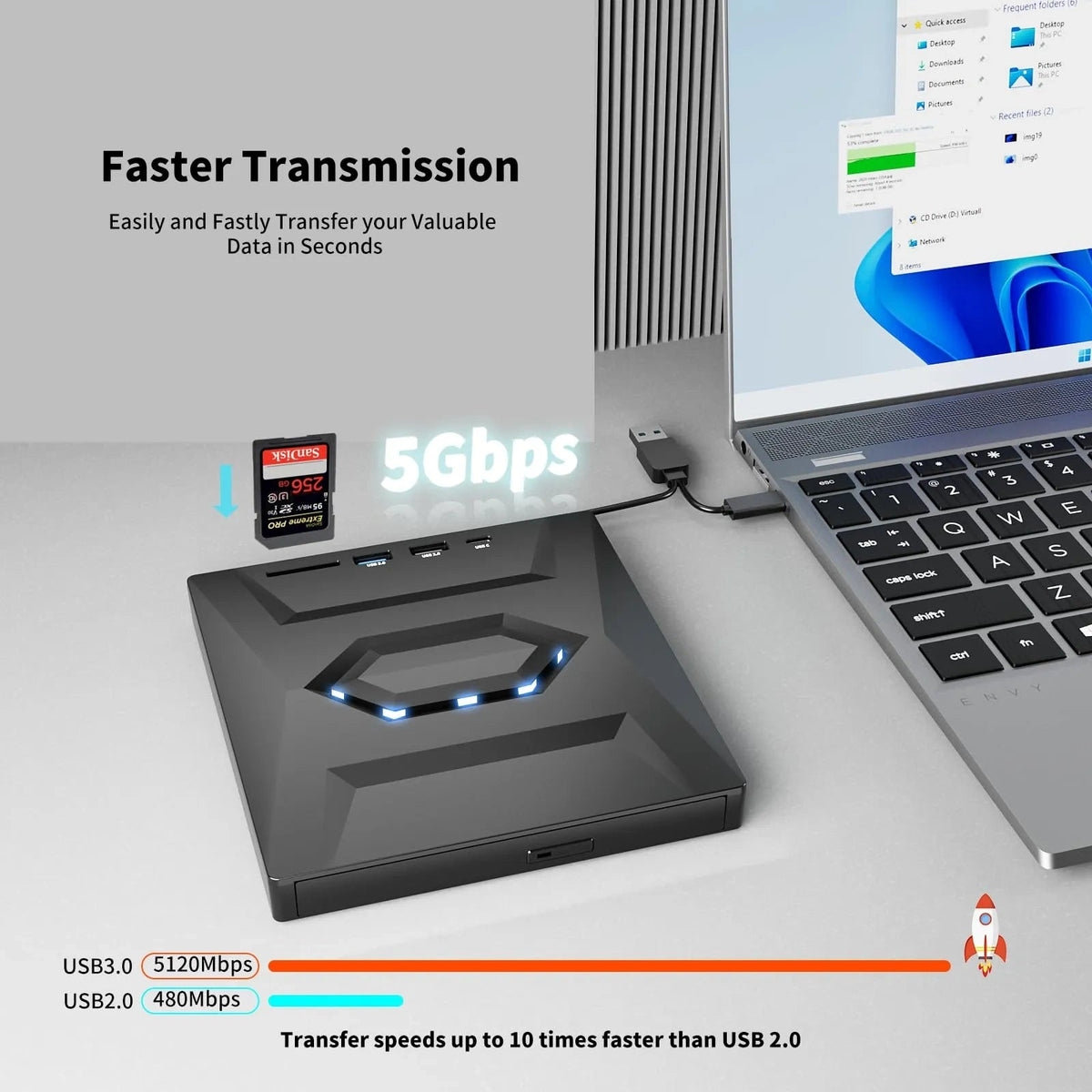 Mroace Portable External CD/DVD Drive