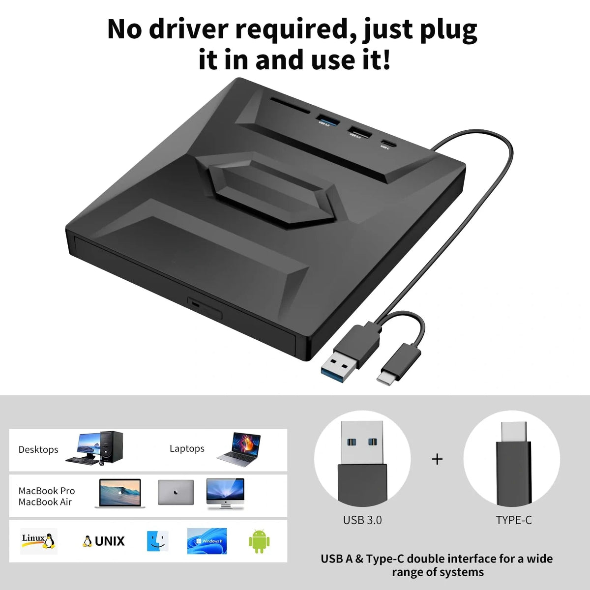 Mroace Portable External CD/DVD Drive