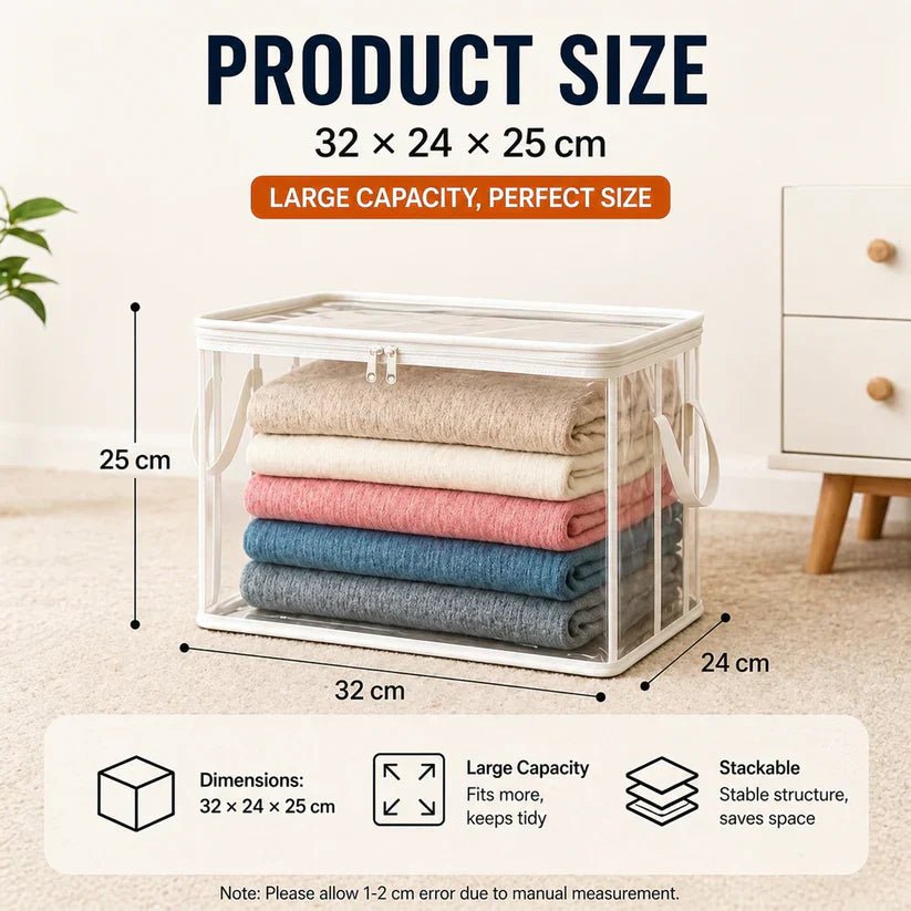 Mroace Portable Large Heavy-Duty Thick Plastic Clear Storage Box