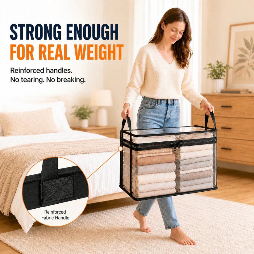 Mroace Portable Large Heavy-Duty Thick Plastic Clear Storage Box