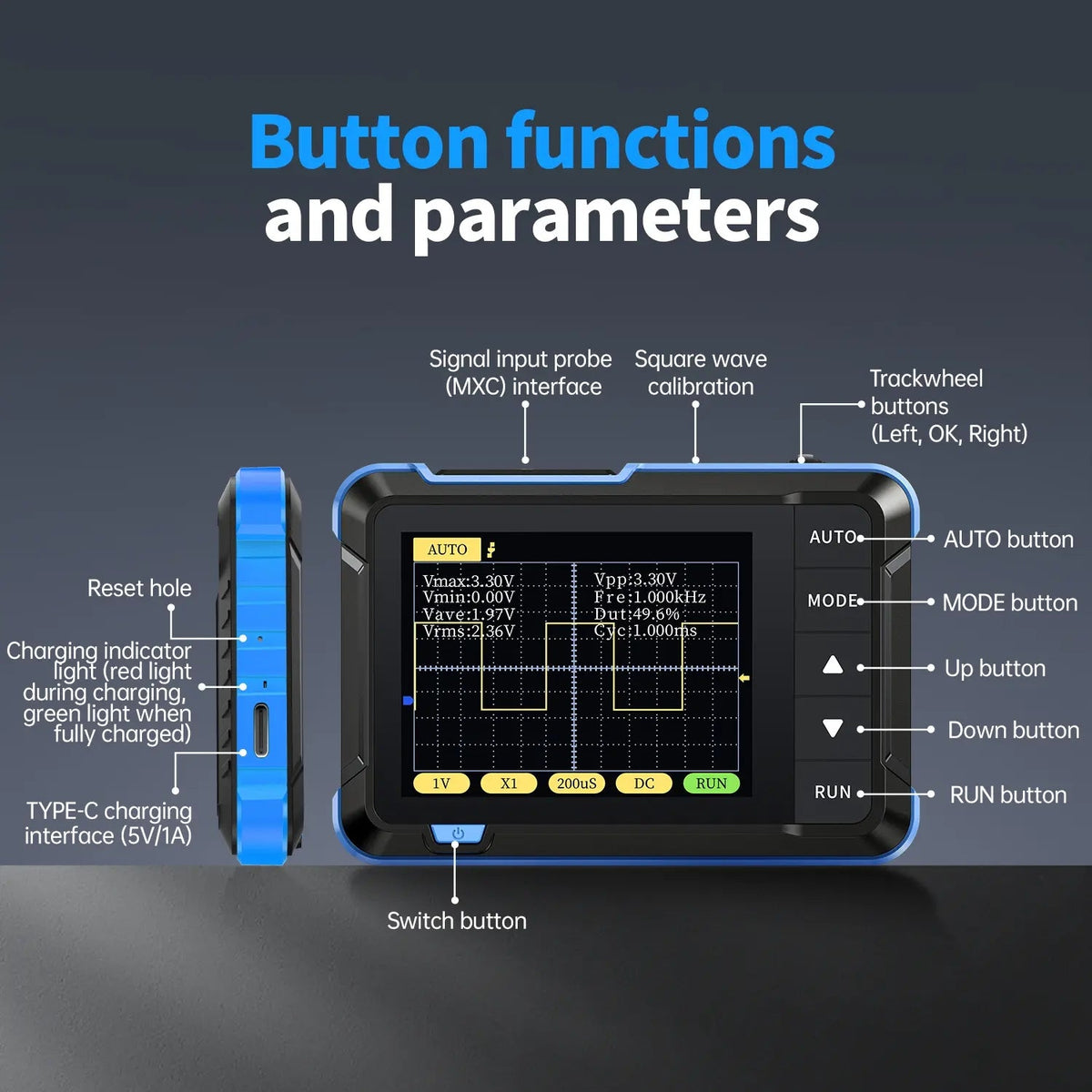 Mroace Portable Multifunctional Digital Oscilloscope