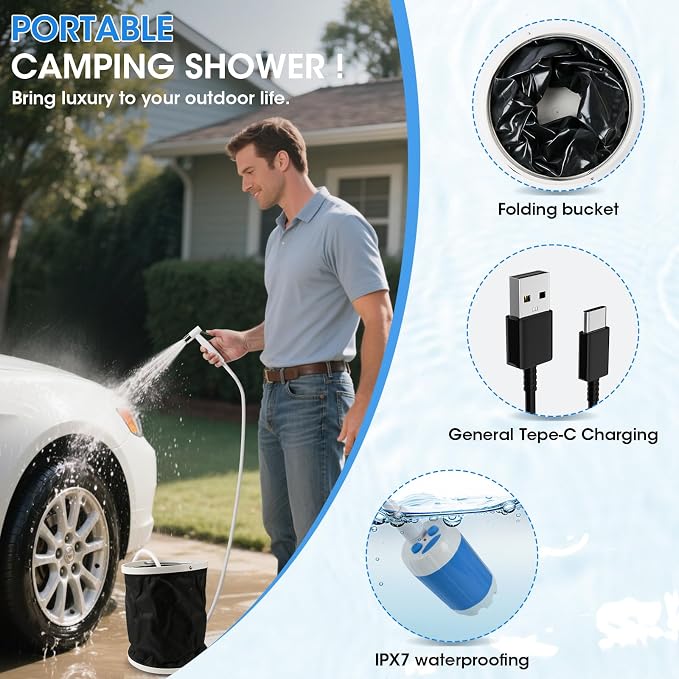 Mroace Portable Rechargeable Shower Set