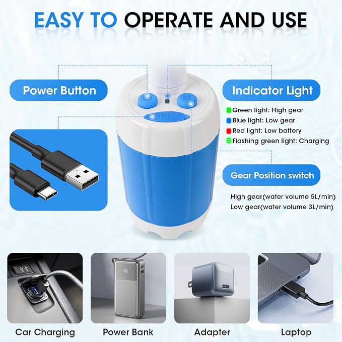 Mroace Portable Rechargeable Shower Set