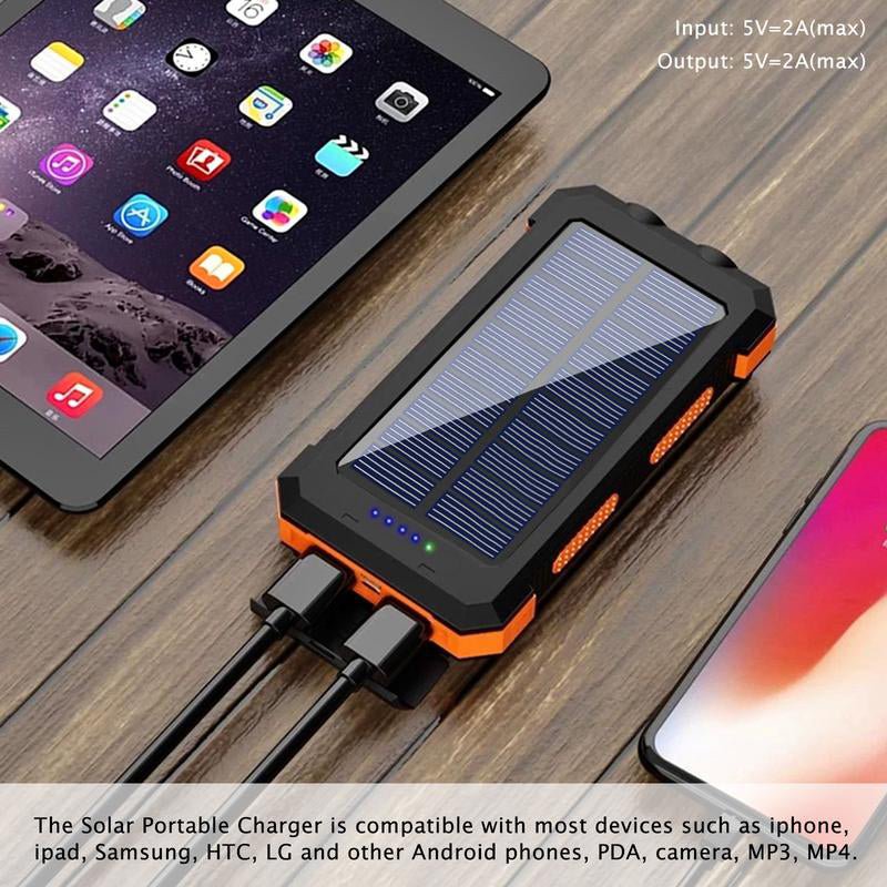 Mroace Portable Solar Power Bank With Flashlight