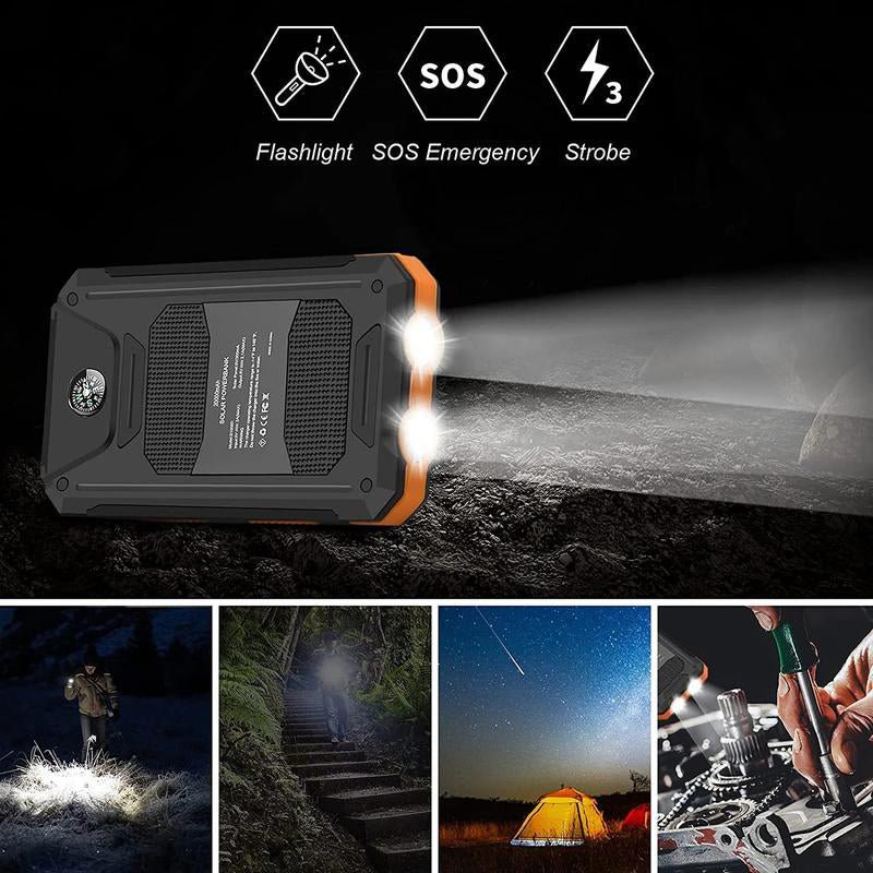 Mroace Portable Solar Power Bank With Flashlight