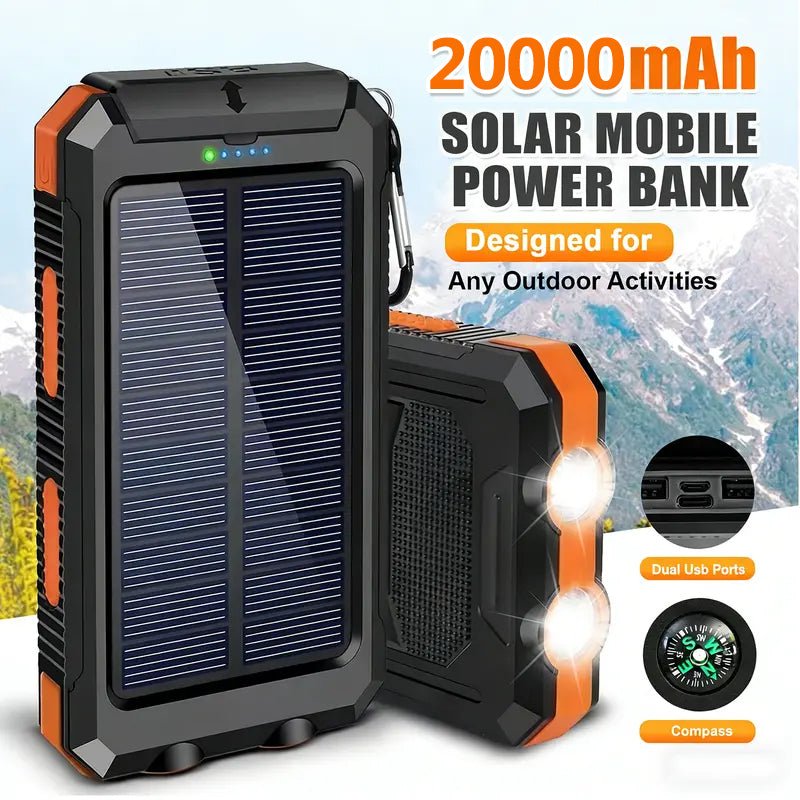 Mroace Portable Solar Power Bank With Flashlight