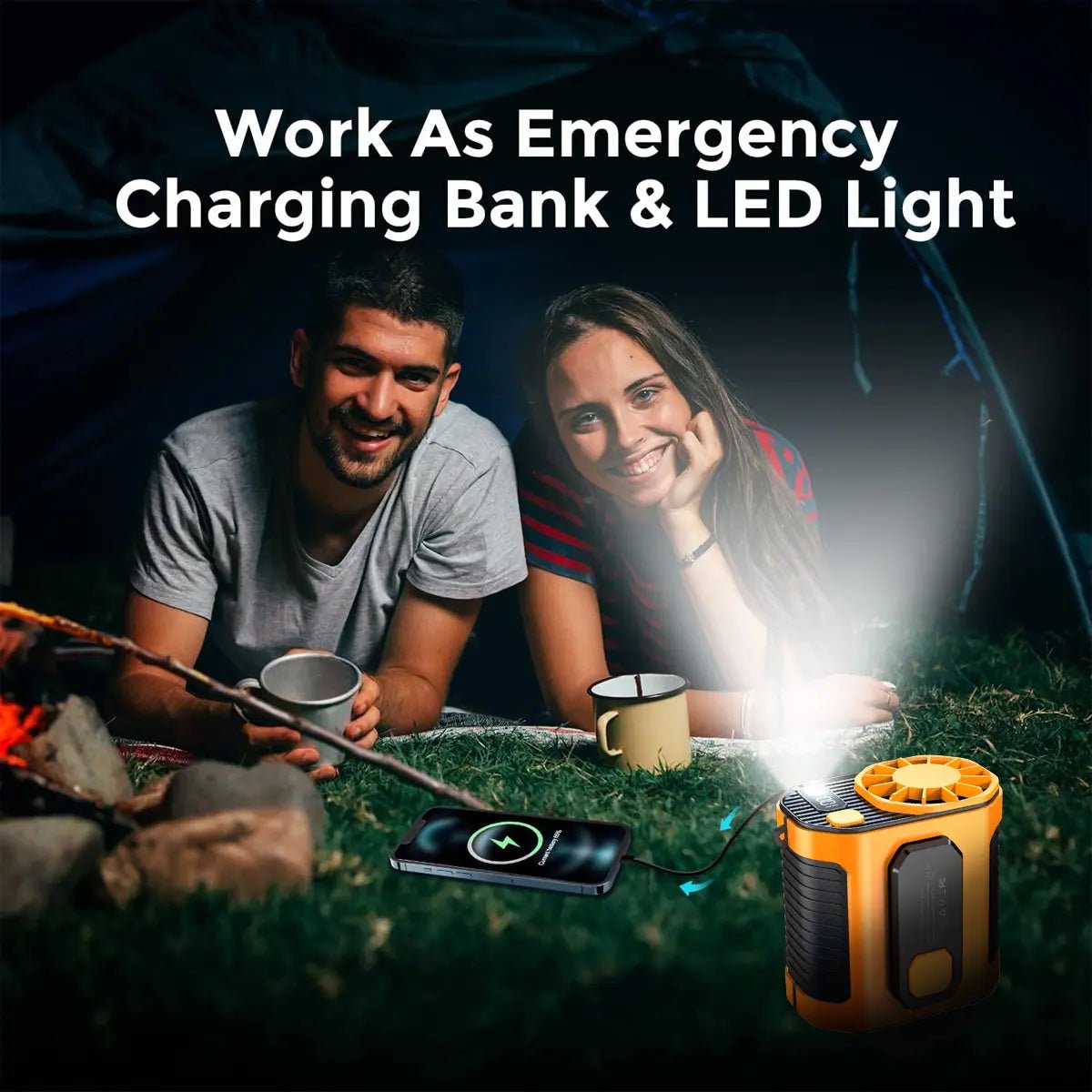 Mroace Portable Waist Clip Fan with 5000mAh Rechargeable Battery and LED Light