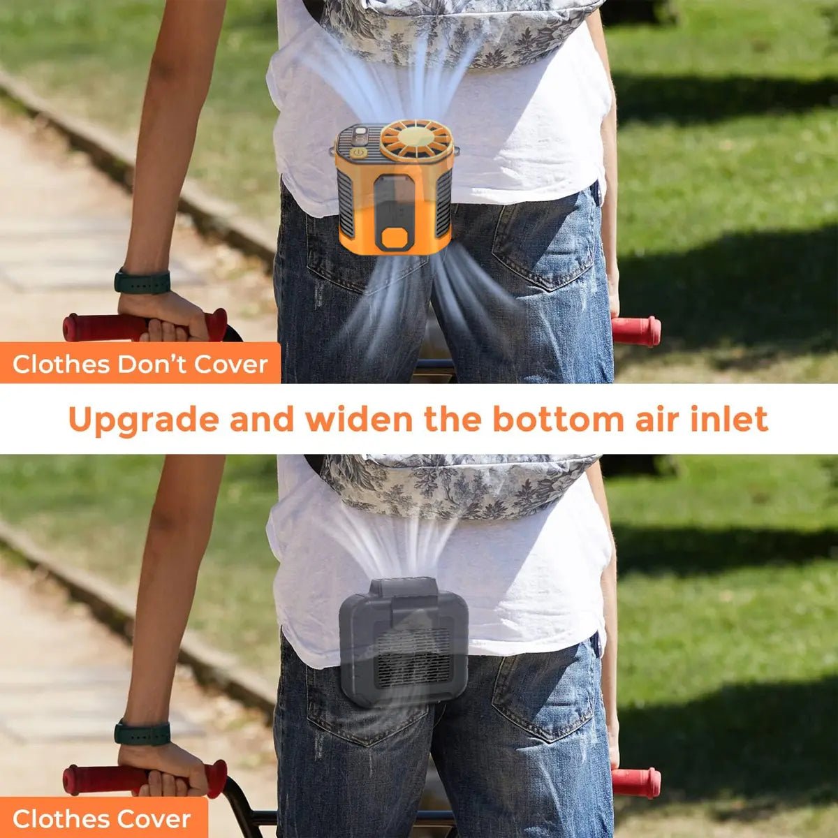 Mroace Portable Waist Clip Fan with 5000mAh Rechargeable Battery and LED Light