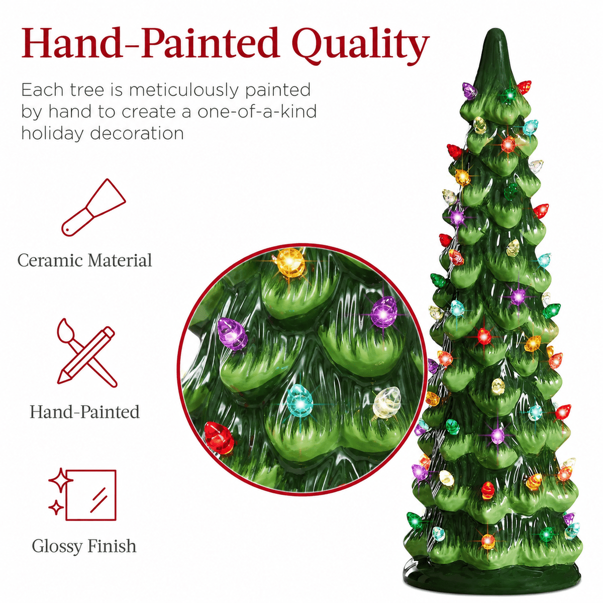 Mroace Pre Lit Hand Painted Ceramic Christmas Trees