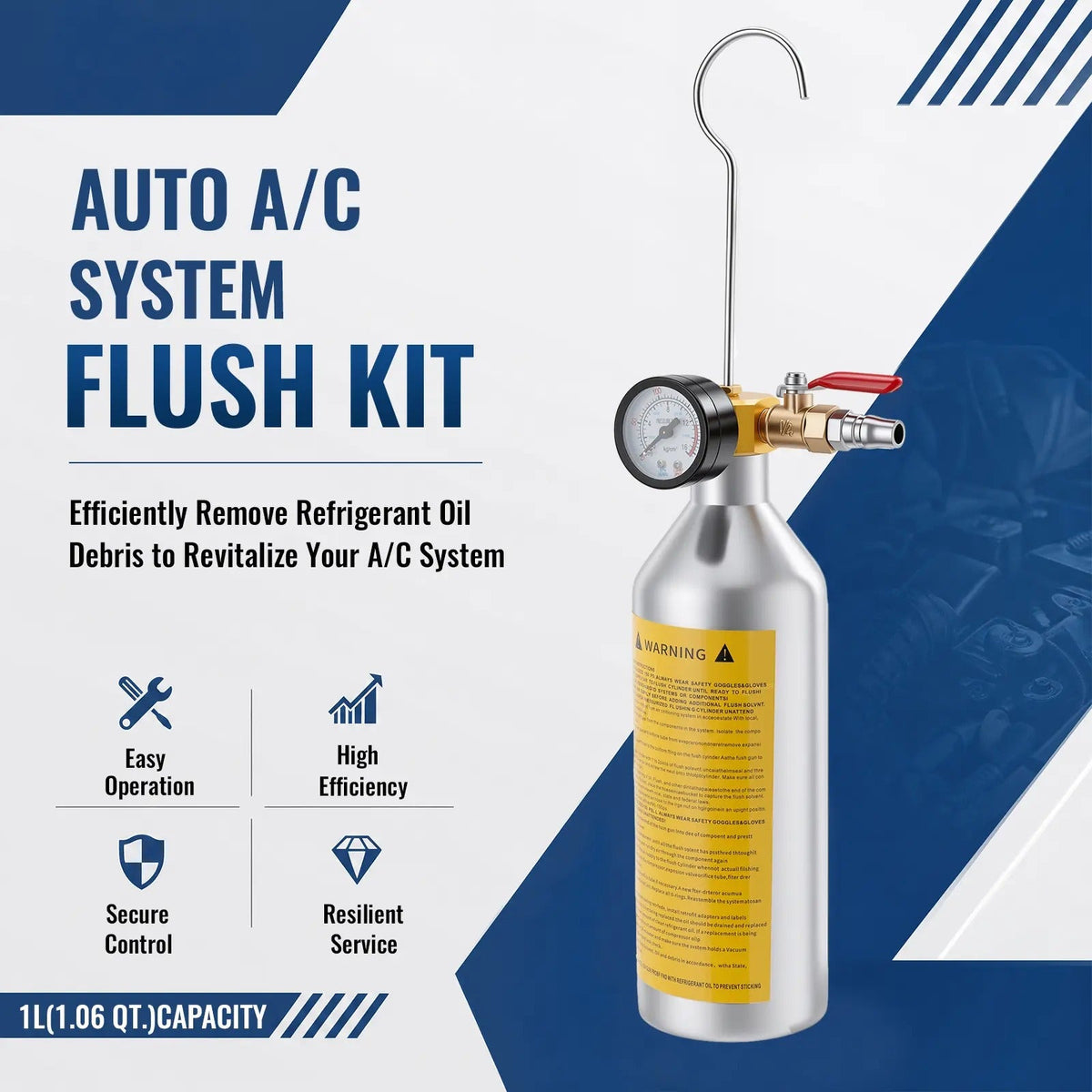 Mroace Professional AC Flush Kit With Pressure Gauge