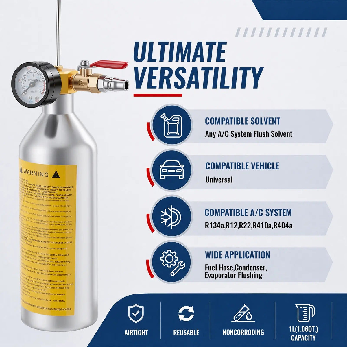 Mroace Professional AC Flush Kit With Pressure Gauge