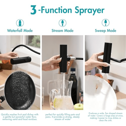 Mroace Pull Down Waterfall Kitchen Faucet