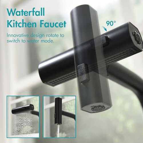 Mroace Pull Down Waterfall Kitchen Faucet