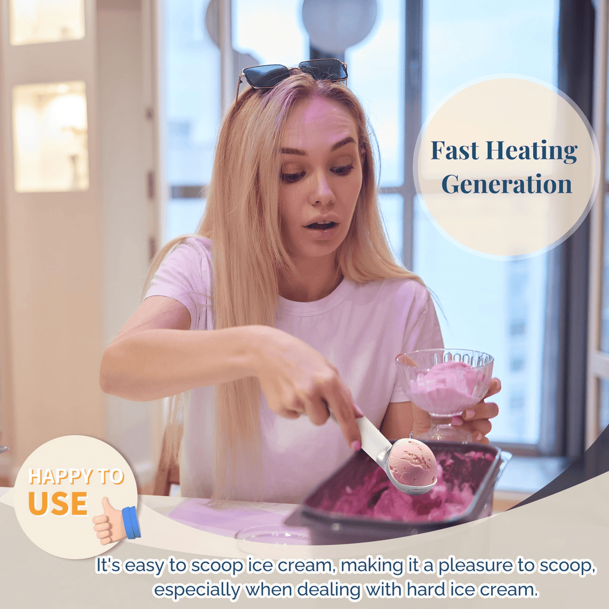 Mroace Rechargeable Heated LED Ice Cream Scoop