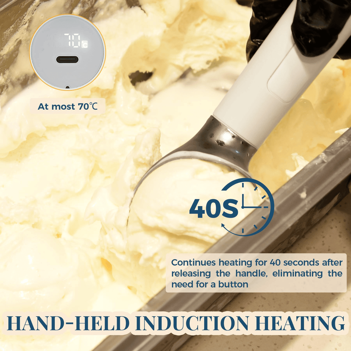 Mroace Rechargeable Heated LED Ice Cream Scoop