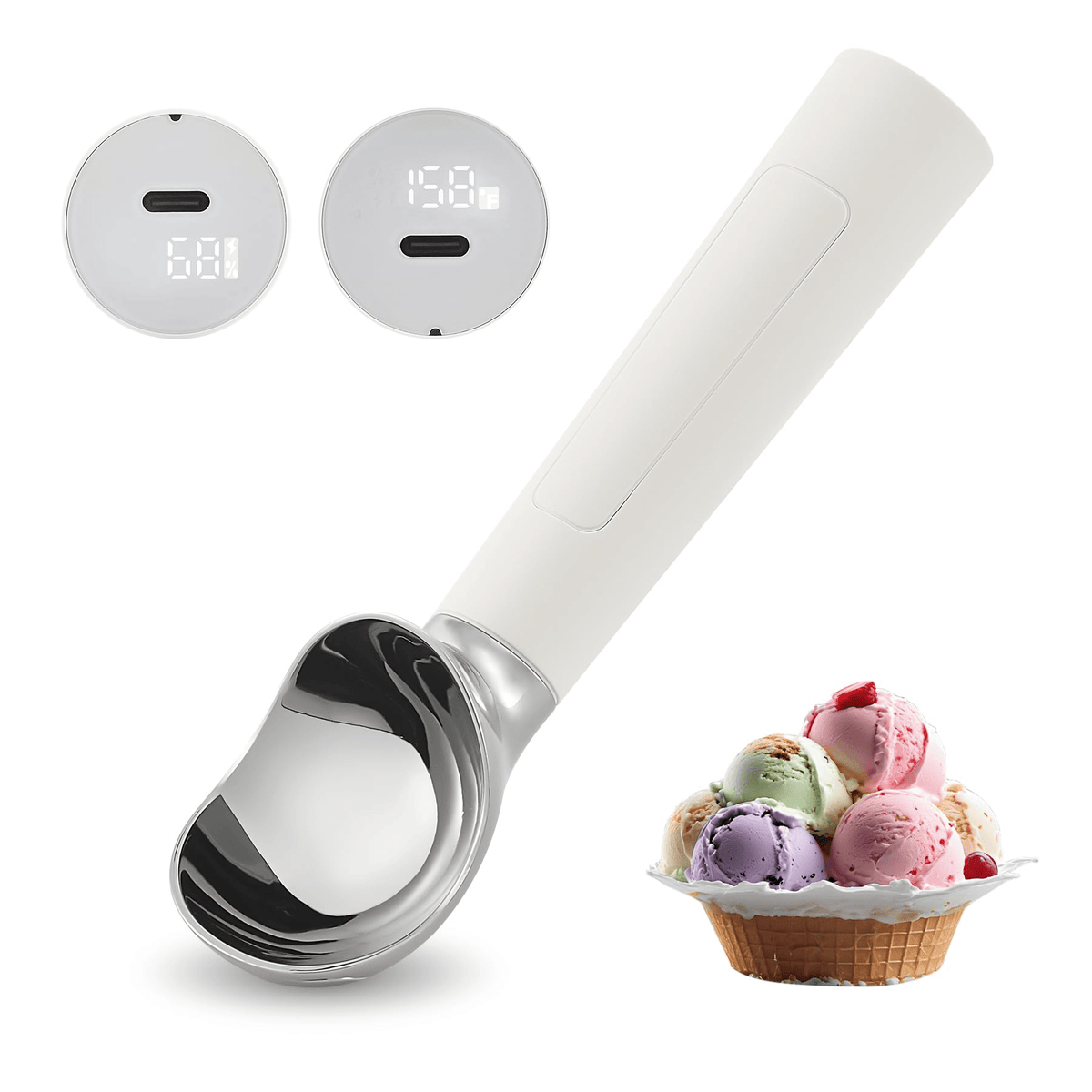 Mroace Rechargeable Heated LED Ice Cream Scoop