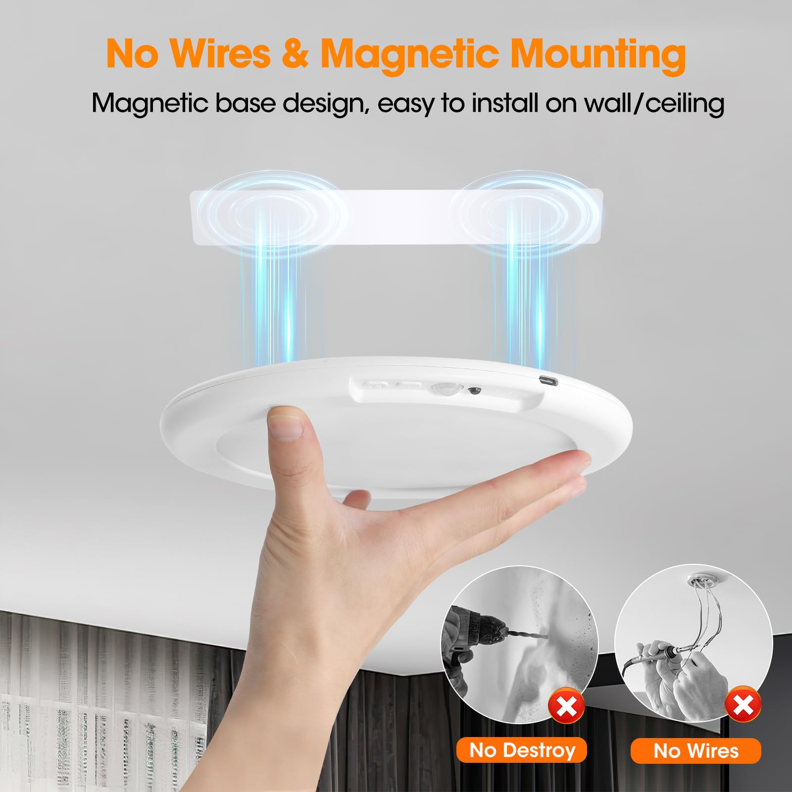 Mroace Rechargeable Motion Sensor Ceiling Light