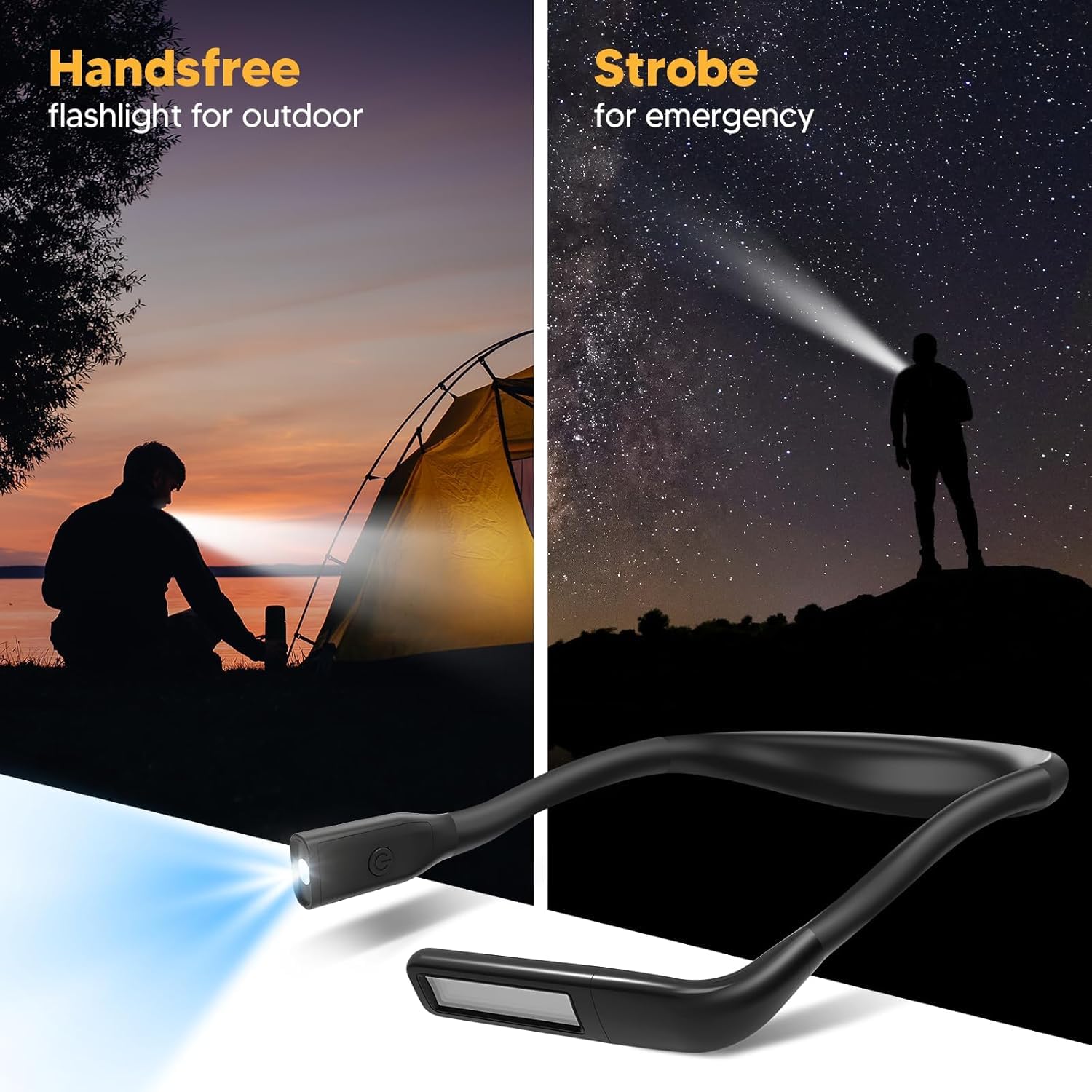 Mroace Rechargeable Neck Reading Light with 3 Colors and Stepless Dimming