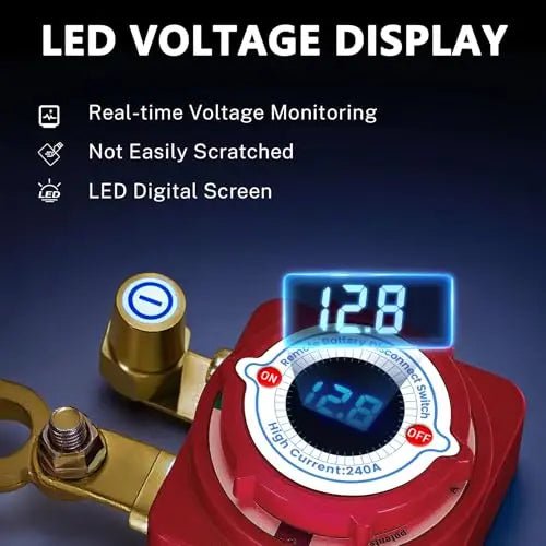Mroace Remote Battery Disconnect Switch with Voltage Display