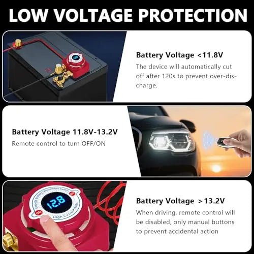 Mroace Remote Battery Disconnect Switch with Voltage Display