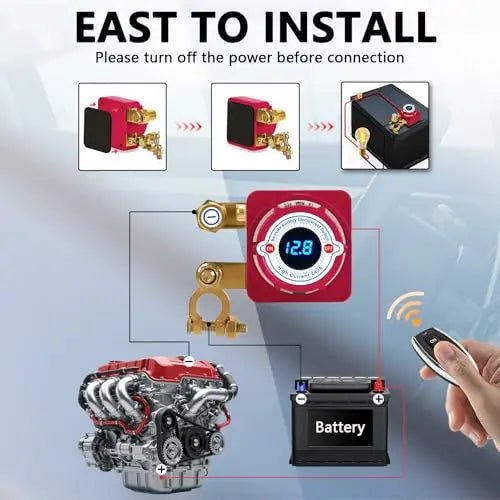 Mroace Remote Battery Disconnect Switch with Voltage Display
