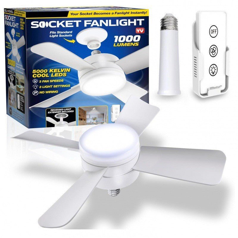 Mroace Remote Controlled Socket Ceiling Fan Light