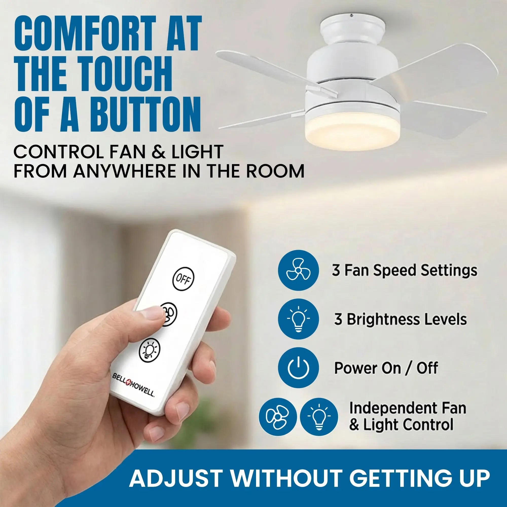 Mroace Remote Controlled Socket Ceiling Fan Light