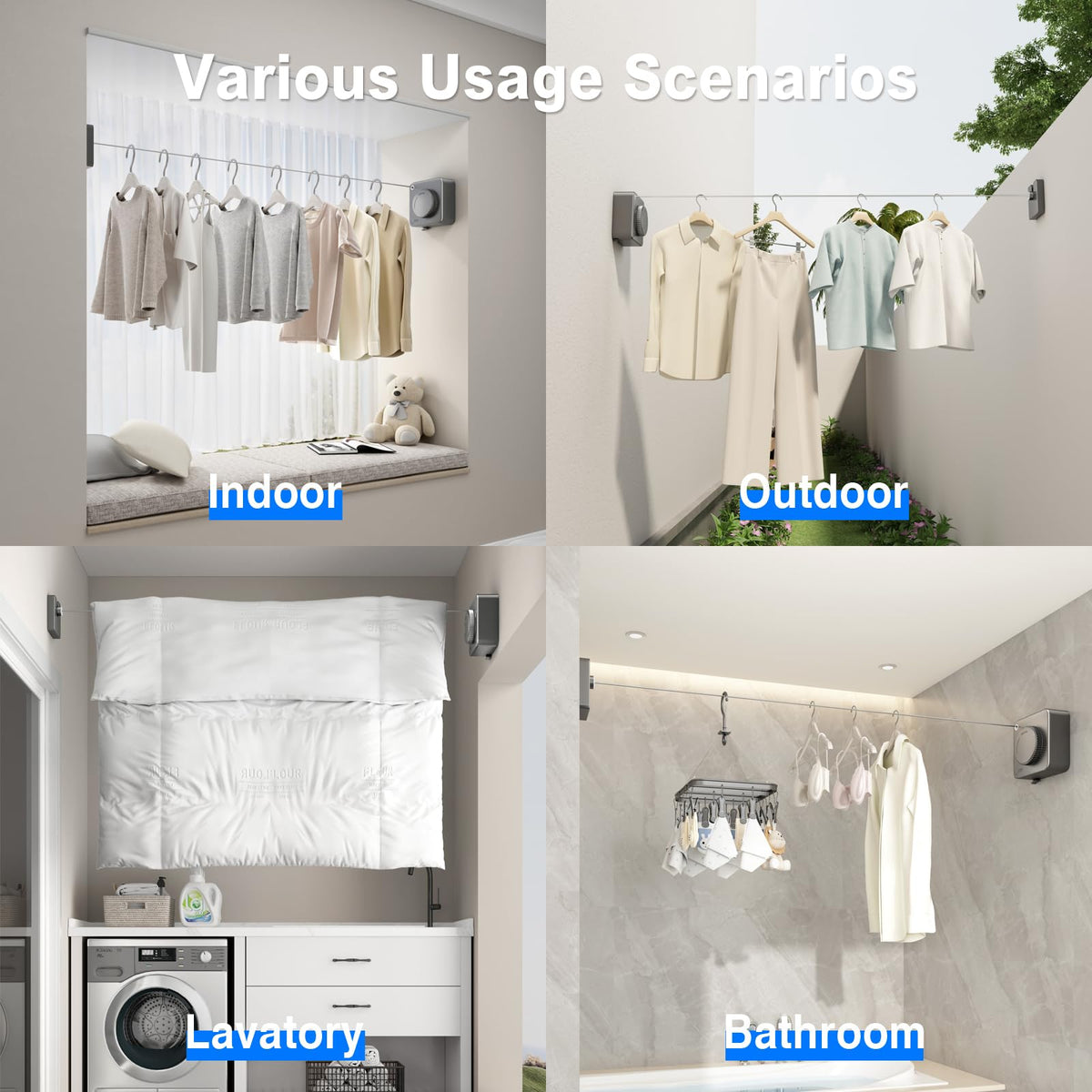 Mroace Retractable Clothesline Indoor