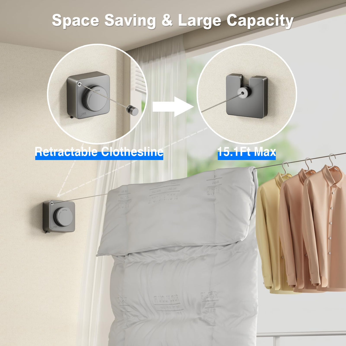 Mroace Retractable Clothesline Indoor
