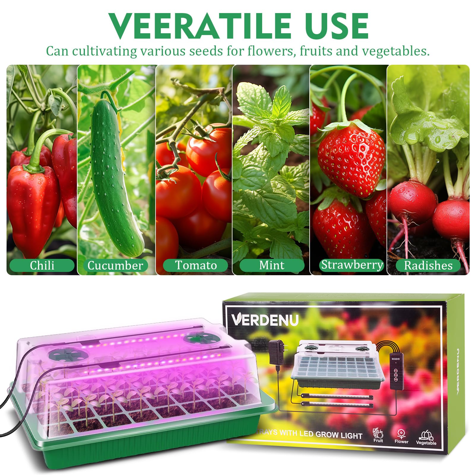 Mroace Seed Starter Tray with Grow Light Set