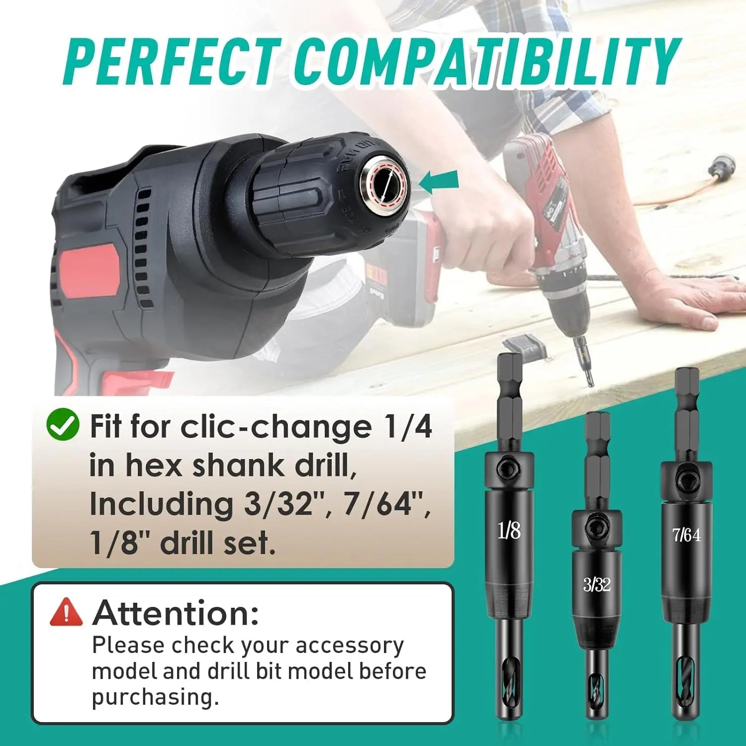 Mroace Self Centering Vix Drill Bit Set for Hinges and Pilot Holes