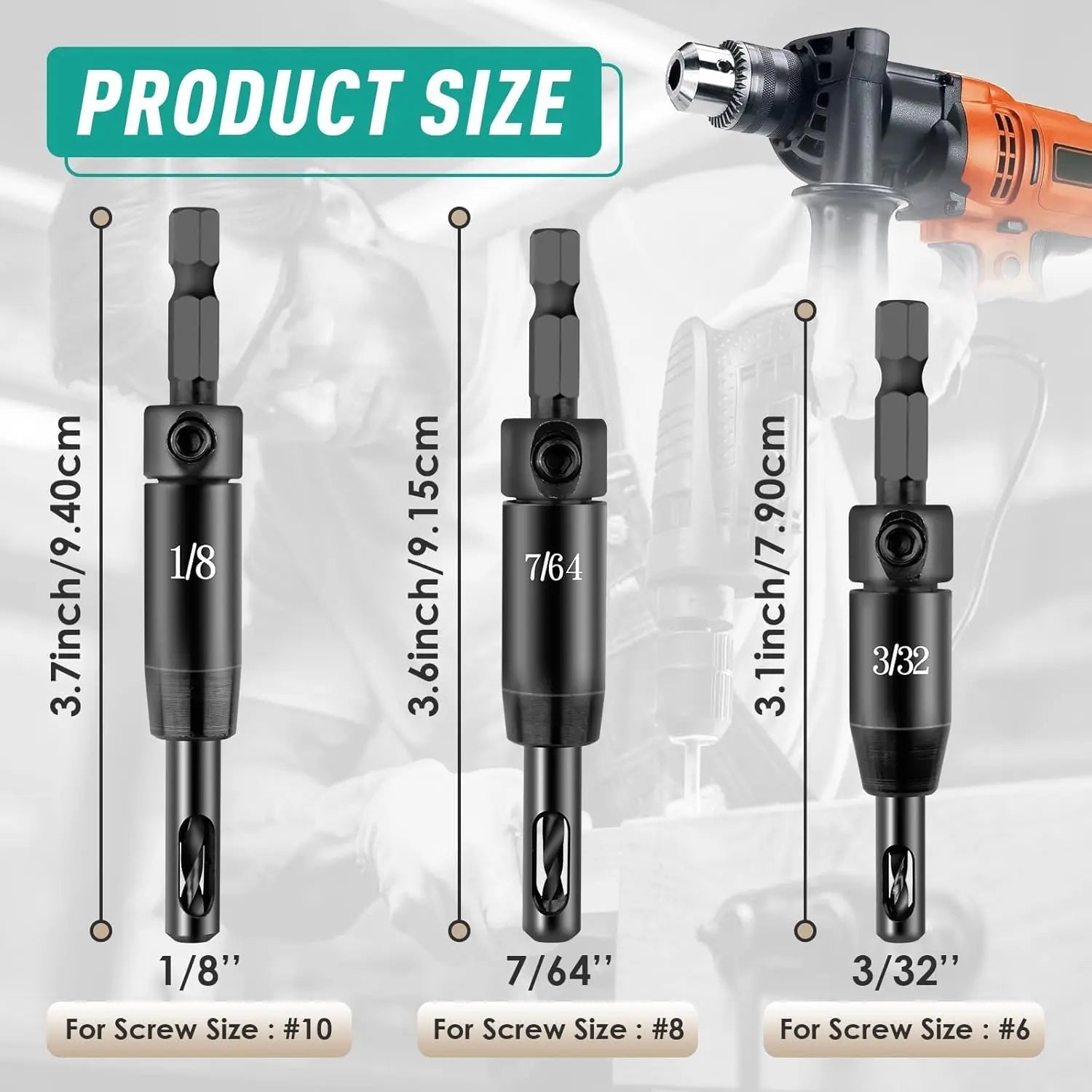 Mroace Self Centering Vix Drill Bit Set for Hinges and Pilot Holes