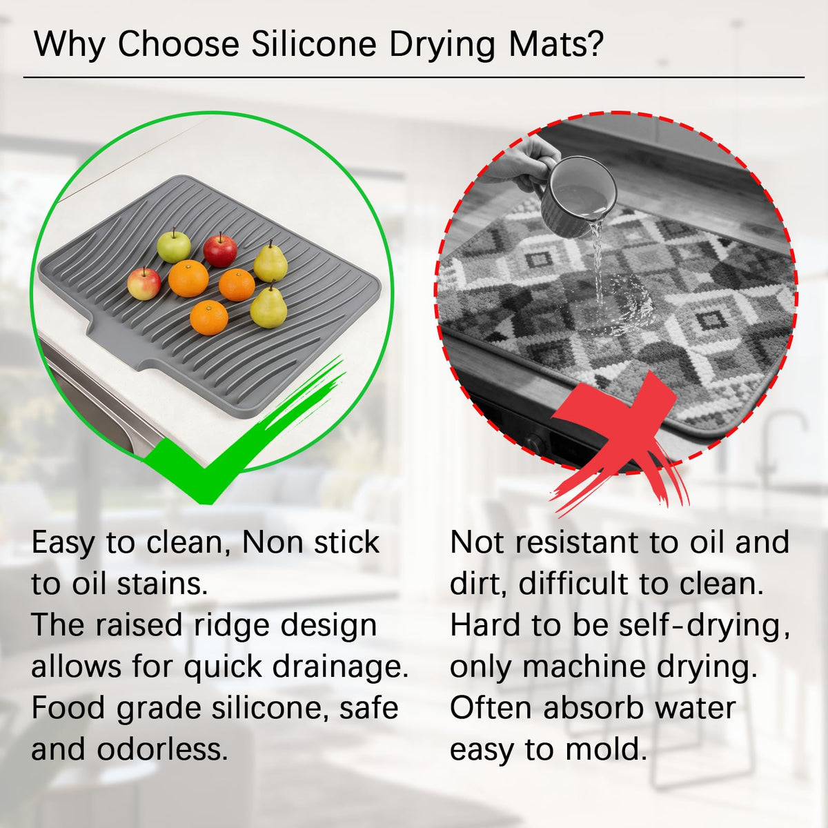 Mroace Silicone Dish Drying Mat