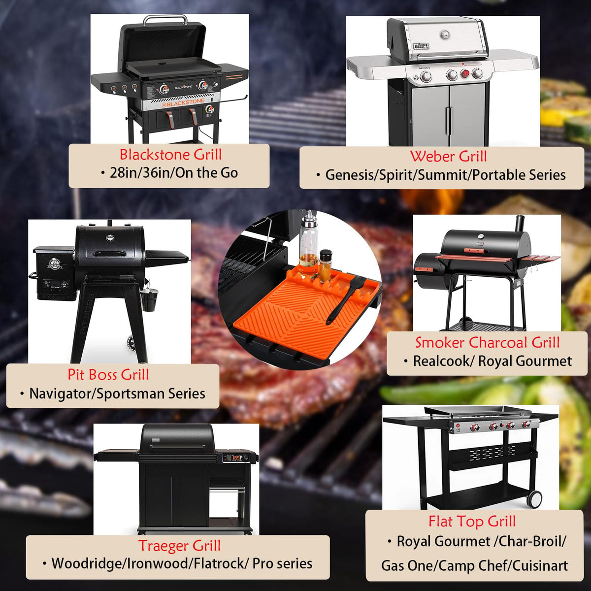 Mroace Silicone Side-Shelf Griddle Mat