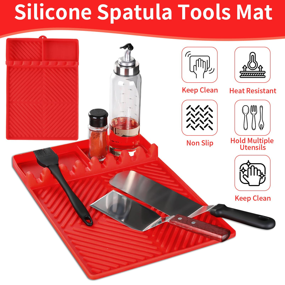 Mroace Silicone Side-Shelf Griddle Mat