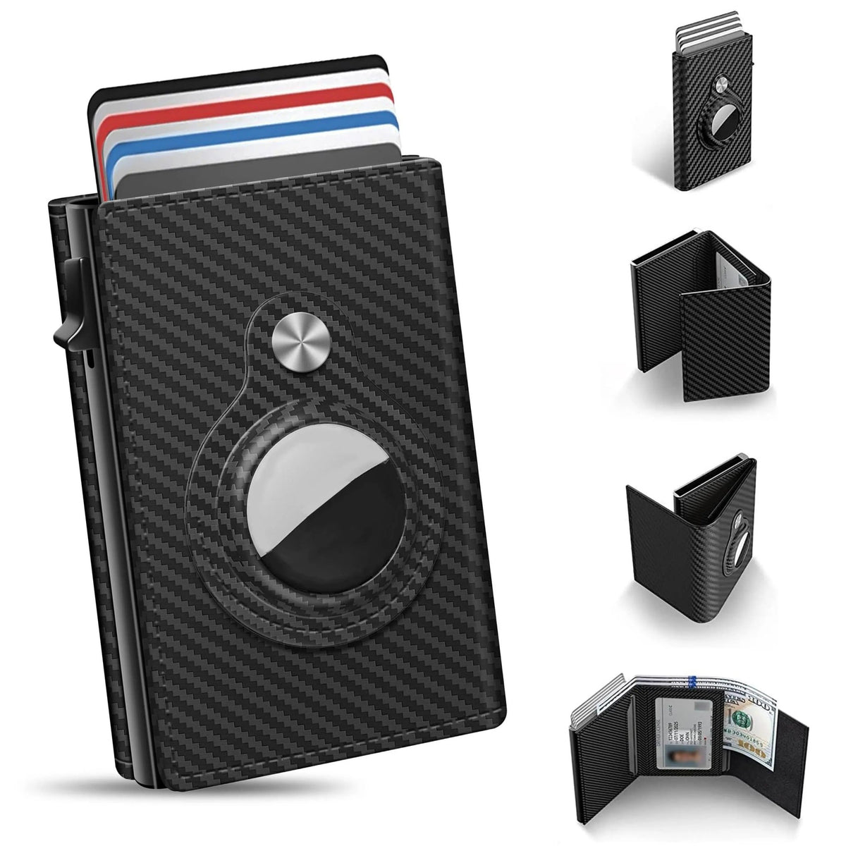 Mroace Slim RFID Pop Up Wallet With AirTag Holder