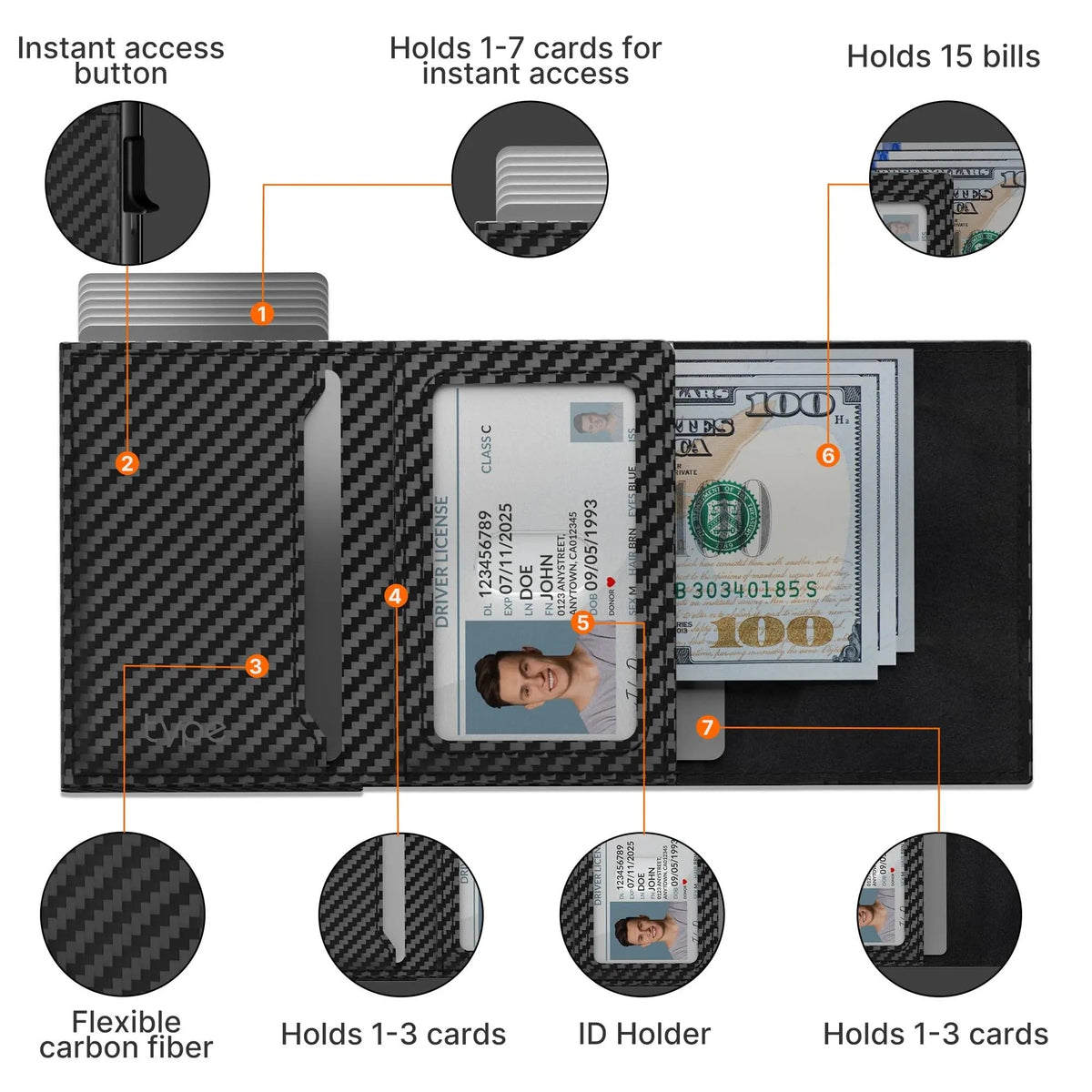 Mroace Slim RFID Pop Up Wallet With AirTag Holder