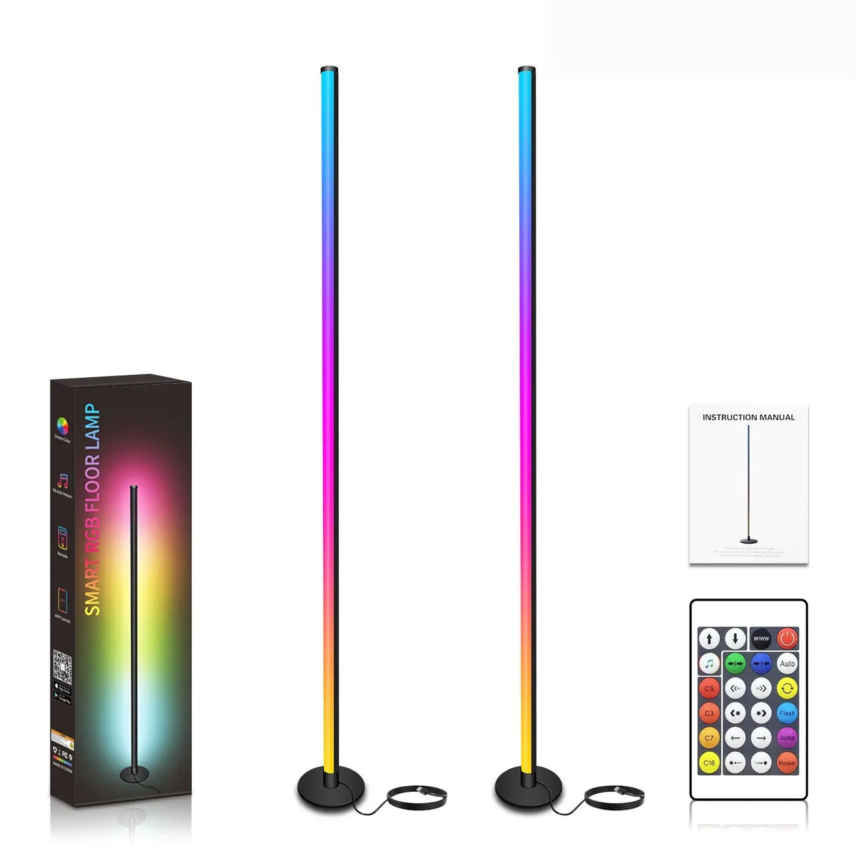 Mroace Smart Dimmable RGB Corner Floor Lamp