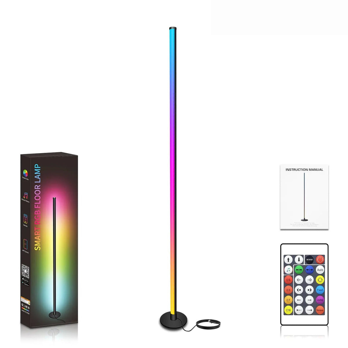 Mroace Smart Dimmable RGB Corner Floor Lamp