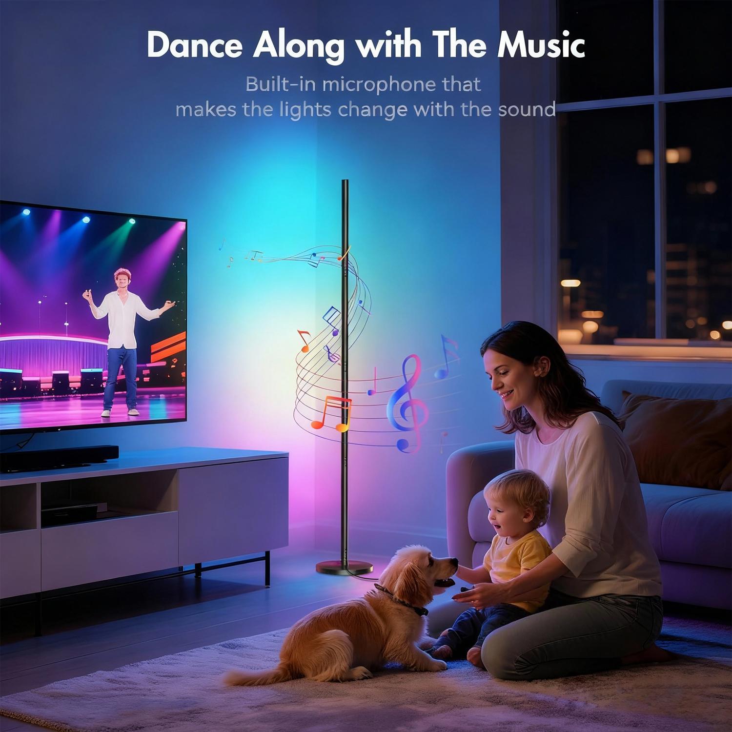 Mroace Smart Dimmable RGB Corner Floor Lamp