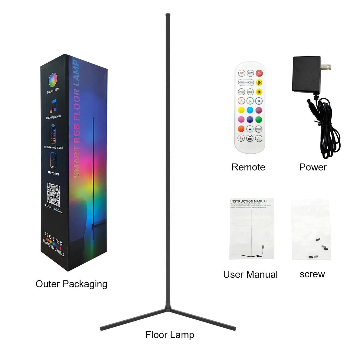 Mroace Smart Dimmable RGB Corner Floor Lamp