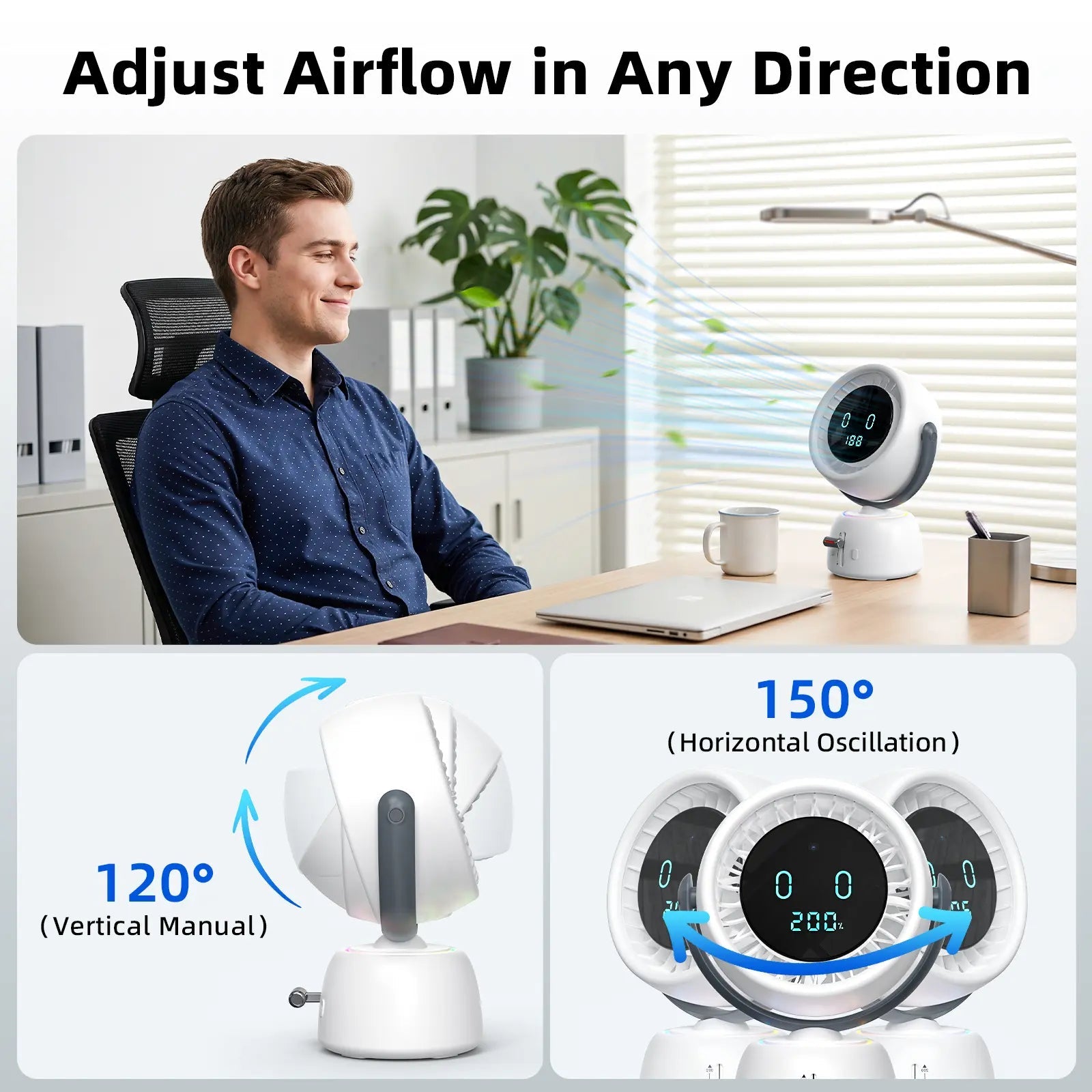 Mroace Smart Head Tracking Rechargeable Fan