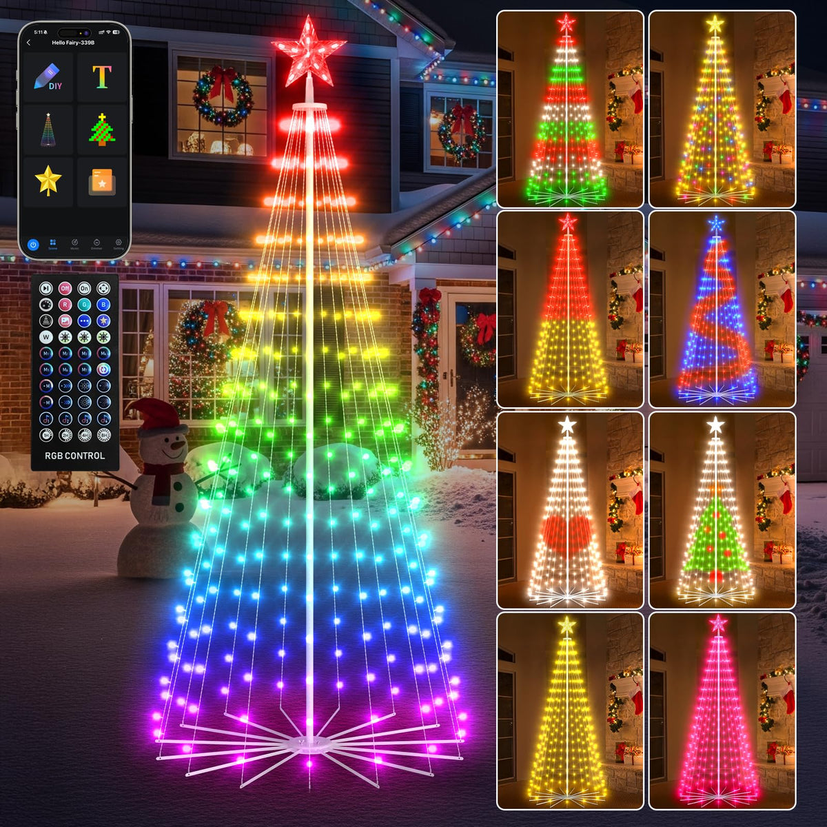 Mroace Smart Multicolor Outdoor Christmas Tree Lights